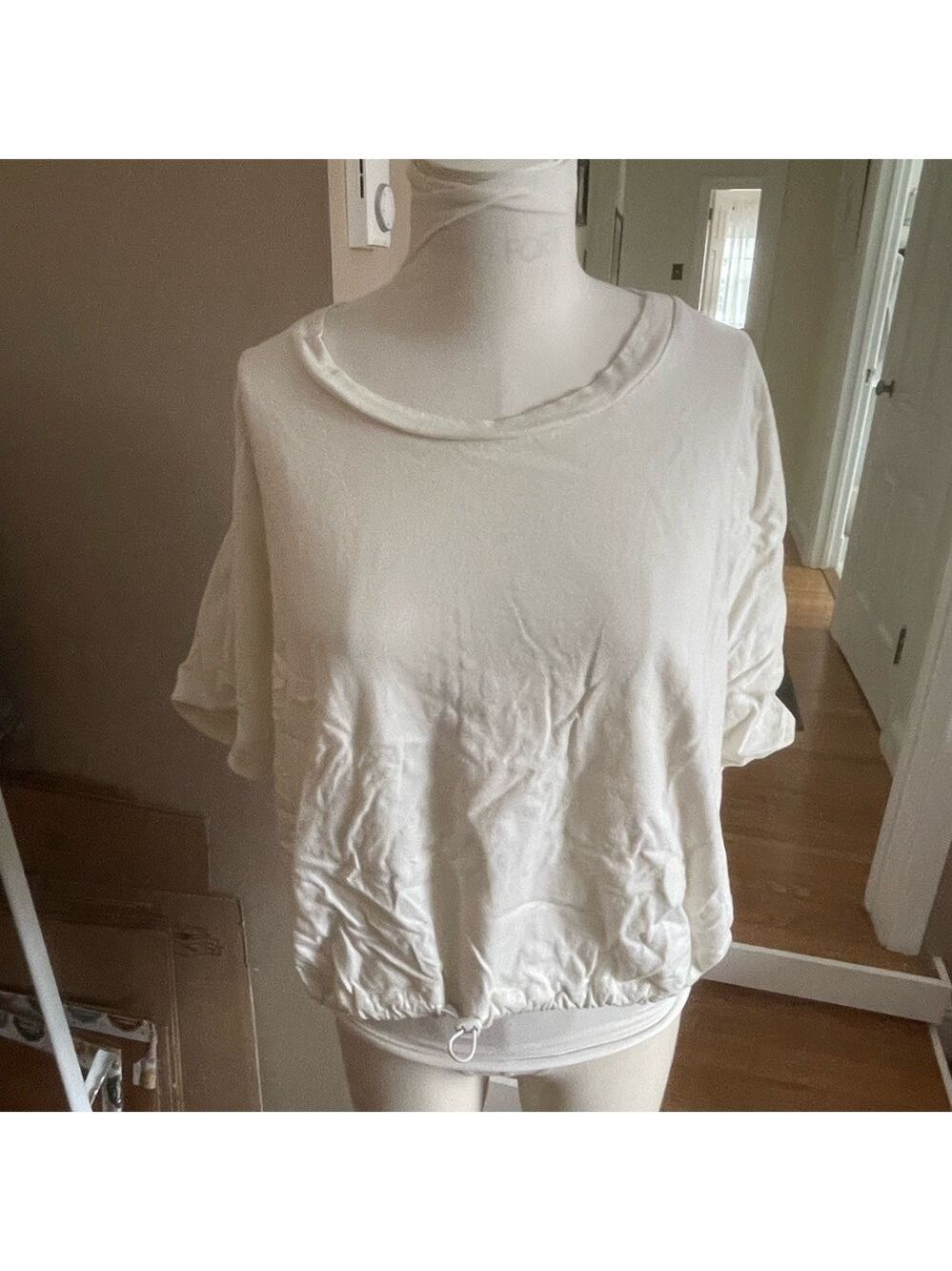 OAK White Short Sleeve Drawstring Hem Tee